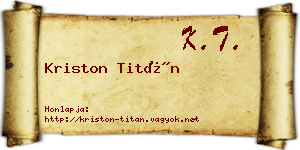 Kriston Titán névjegykártya